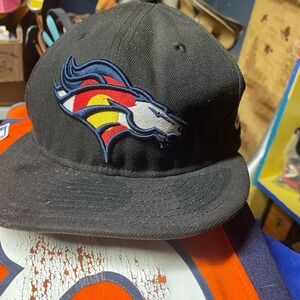 Black Broncos hat with Horse head including Colorado symbol  one size fits most